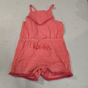Isaac Mizrahi New York Baby Girl Coral Pink Clip Dot Fringe‎ Romper 12M CP06917